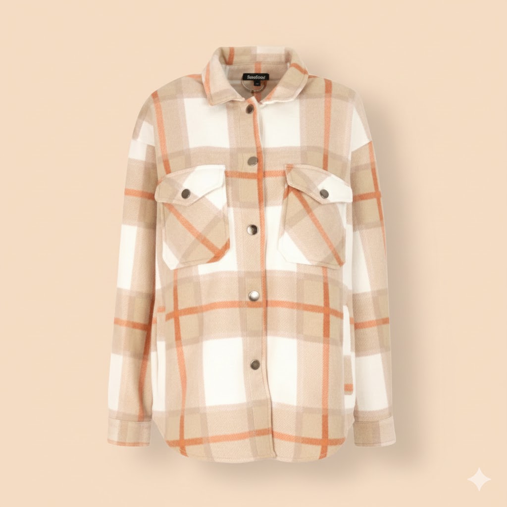 Neutral Plaid Flannel Shacket